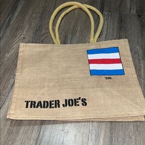 Trader Joe’s BURLAP Nautical Flag “C Charlie" Jute Tote Bag RARE Retired